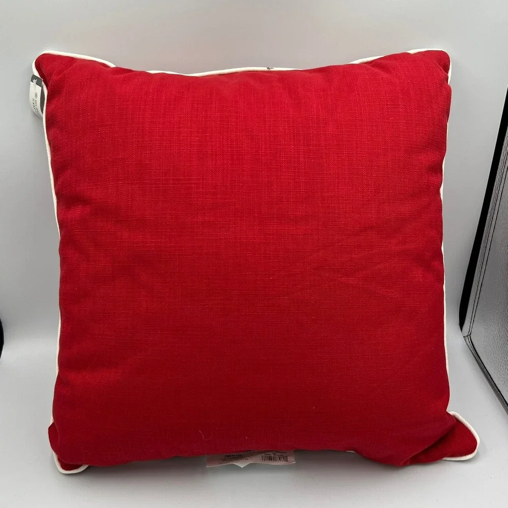Threshold Merry Christmas Toss Pillow Unisex 18x18 Red Brand New Embroidered